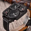 Oulm 1169 Black Sport Men's Watches Square Dial Unique Decorative Compass Male Quartz Watch Casual Men Wristwatches - Image 4