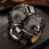 Oulm Designer Brand Luxury Watches For Men Dual Time Quartz Watch Casual Man Leather Watch Sport Male Clock relogio masculino - Image 2