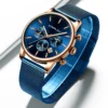 Relogio Masculino CRRJU Luxury Quartz Watch for Men Blue Dial Watches Sport Watches Chronograph Clock Mesh Belt Wrist Watch - Image 4