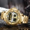 MIZUMS Military Wrist Watches LED Digital Sport Watch Men Gold Stainless Steel Dual Display Quartz Clock Man Relogio Masculino - Image 5
