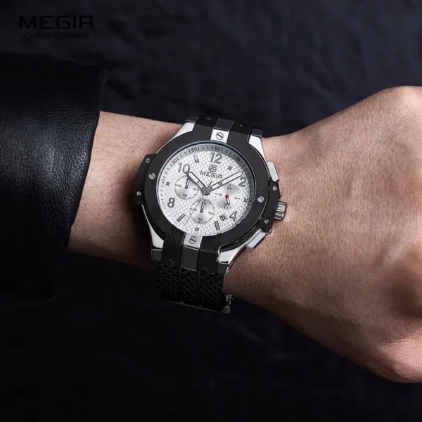 MEGIR Chronograph Sport Watch Men Creative Big Dial Army Military Quartz Watches Clock Men Wrist Watch Hour Relogio Masculino - Image 5