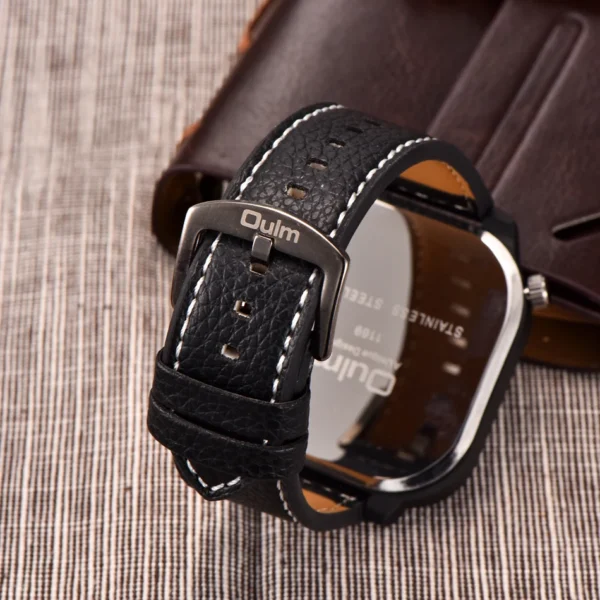 Oulm 1169 Black Sport Men's Watches Square Dial Unique Decorative Compass Male Quartz Watch Casual Men Wristwatches - Image 3