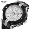 MEGIR Chronograph Sport Watch Men Creative Big Dial Army Military Quartz Watches Clock Men Wrist Watch Hour Relogio Masculino