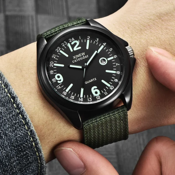 Man Watch 2022 XINEW Men Watches Fashion Luminous Date Quartz Watch Army Soldier Military Nylon Strap Watches Men Sports Watches - Image 6