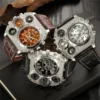 Oulm Unique Designer Brand Male Sports Watch Multiple Time Zone Quartz Watches Big Dial Casual Wristwatch Mens Military Watch - Image 3