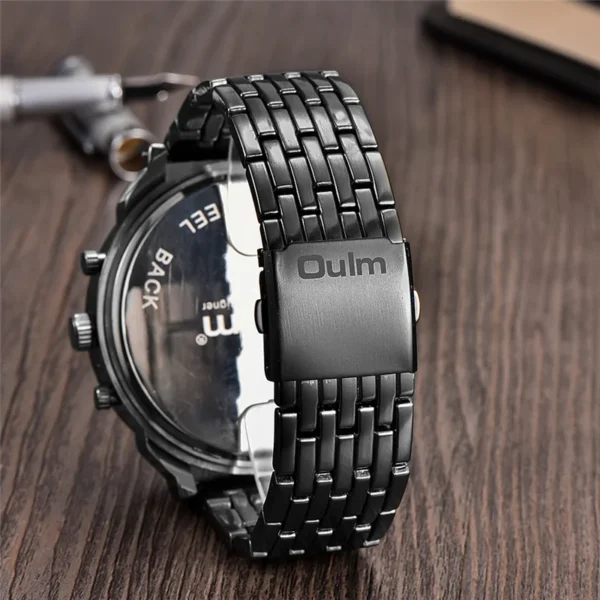 Oulm Huge Two Time Zone Men's Watches Top Luxury Brand Male Quartz Big Size Watch Individuality Large Men Military Wristwatch - Image 3