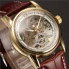 Men Wrist Watches Luxury Golden Skeleton Mechanical Steampunk Male Clock Automatic Wristwatch Leather Strap Herren Horloges