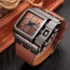 Oulm Brand 3364 Unique Design Square Men Wristwatch Wide Big Dial Casual Leather Strap Quartz Watch Male Sport Watches - Image 3