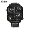 Oulm 1169 Black Sport Men's Watches Square Dial Unique Decorative Compass Male Quartz Watch Casual Men Wristwatches - Image 5