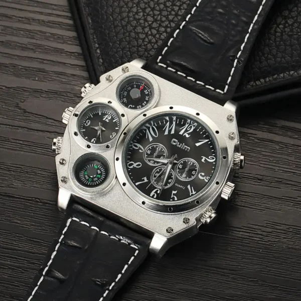 Oulm Unique Designer Brand Male Sports Watch Multiple Time Zone Quartz Watches Big Dial Casual Wristwatch Mens Military Watch - Image 5