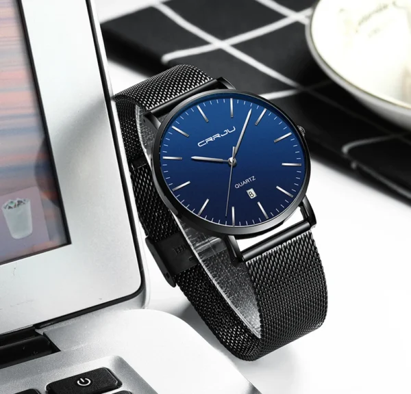 Relogio Masculino New CRRJU Fashion Mens Watches Luxury Top Brand Business Blue Quartz Watch Mens Casual Waterproof Cool Watch - Image 4