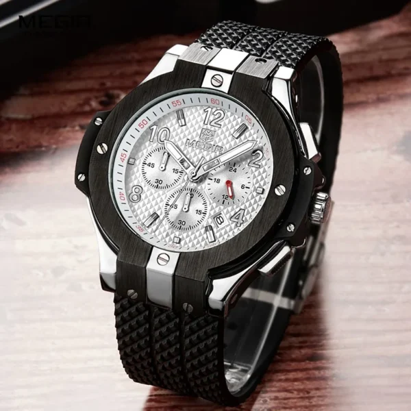 MEGIR Chronograph Sport Watch Men Creative Big Dial Army Military Quartz Watches Clock Men Wrist Watch Hour Relogio Masculino - Image 3