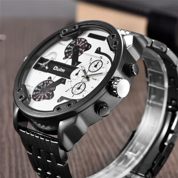 Oulm Huge Two Time Zone Men's Watches Top Luxury Brand Male Quartz Big Size Watch Individuality Large Men Military Wristwatch - Image 2