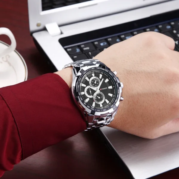 CURREN 2018 New Luxury Fashion Analog Military Sports Men Watches Full Steel Band Black Quartz Male Clock Relogio Masculino - Image 3
