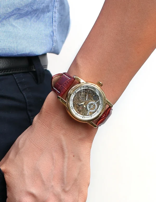 Men Wrist Watches Luxury Golden Skeleton Mechanical Steampunk Male Clock Automatic Wristwatch Leather Strap Herren Horloges - Image 6