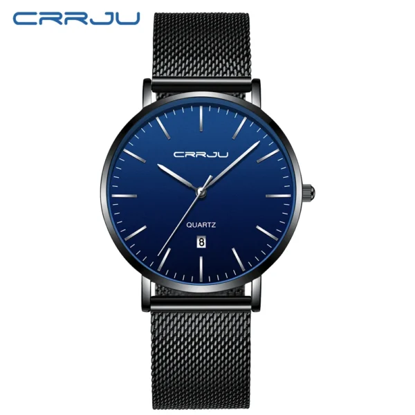 Relogio Masculino New CRRJU Fashion Mens Watches Luxury Top Brand Business Blue Quartz Watch Mens Casual Waterproof Cool Watch - Image 2