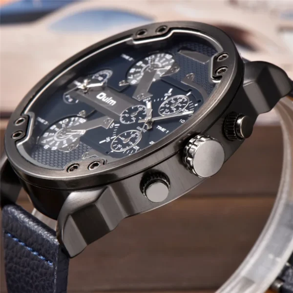 Oulm HP3548 Men Big Watches Luxury Brand Two Time Zone Quartz Watch Large Dial Casual Sport Male Wristwatch - Image 4