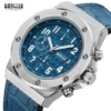 BAOGELA Men's New Quartz Watches 2019 Waterproof Chronograph Casual Luminous Wrist Watch Man Leather Strap Relogios 1805 Blue - Image 3
