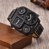 Oulm 1169 Black Sport Men's Watches Square Dial Unique Decorative Compass Male Quartz Watch Casual Men Wristwatches