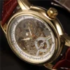 Men Wrist Watches Luxury Golden Skeleton Mechanical Steampunk Male Clock Automatic Wristwatch Leather Strap Herren Horloges - Image 2