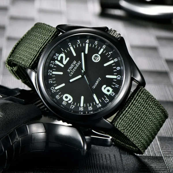 Man Watch 2022 XINEW Men Watches Fashion Luminous Date Quartz Watch Army Soldier Military Nylon Strap Watches Men Sports Watches - Image 5