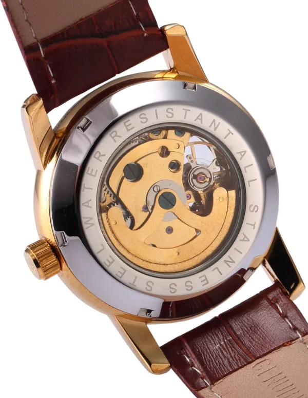 Men Wrist Watches Luxury Golden Skeleton Mechanical Steampunk Male Clock Automatic Wristwatch Leather Strap Herren Horloges - Image 5