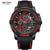 Megir Men's Sports Quartz Watches Army Military Chronograph Wristwatch for Man Luminous Relogios Masculino Clock 2097 Black Red - Image 2