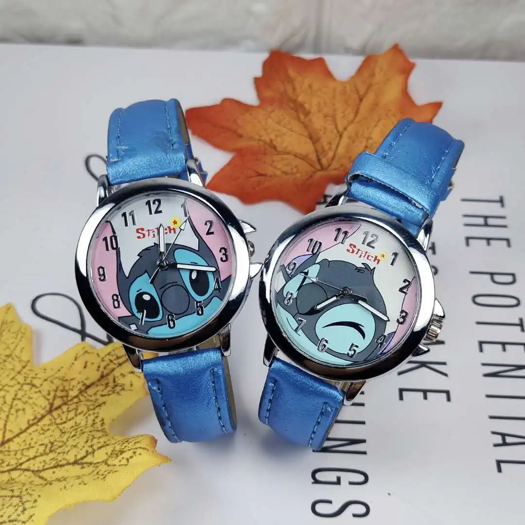 Disney StarCraft Baby Stitch Children's Watch Boys Cartoon Waterproof Leather Watch Kids Watches Boys Kids Watch Clock Watches