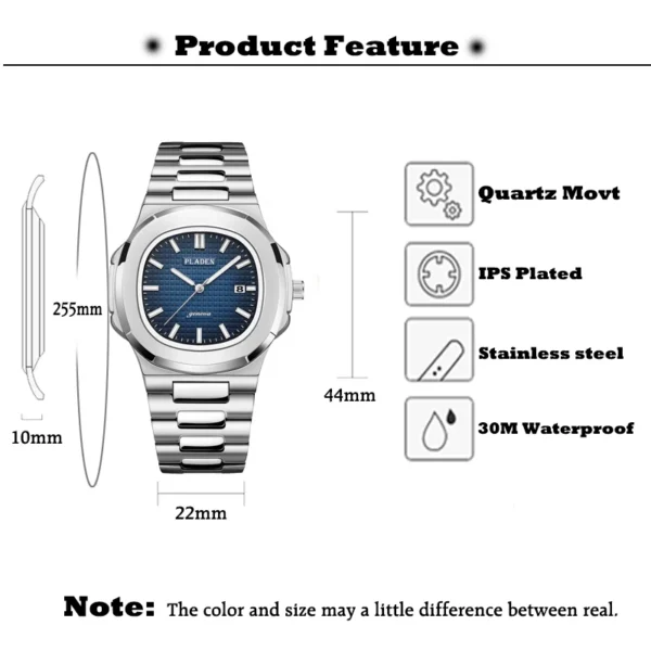 PLADEN Luxury Watches Men Top Brand High Quality Stainless Steel relogio masculino Fashion Waterproof Quartz Watch For Men 2023 - Image 2