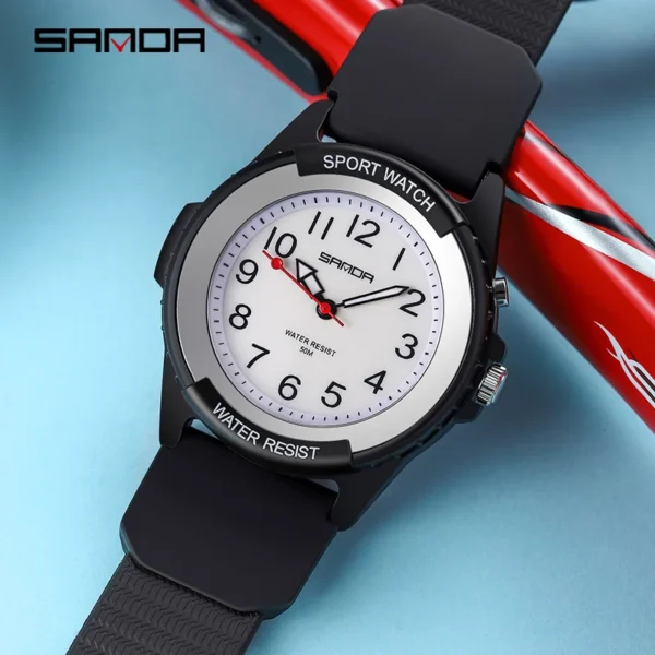 Fashion Sanda Relogio Masculino New Casual Mens Watches Simple Letters Resin Waterproof Quartz Wristwatches Man Clock - Image 5