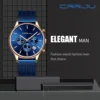 Relogio Masculino CRRJU Luxury Quartz Watch for Men Blue Dial Watches Sport Watches Chronograph Clock Mesh Belt Wrist Watch - Image 6