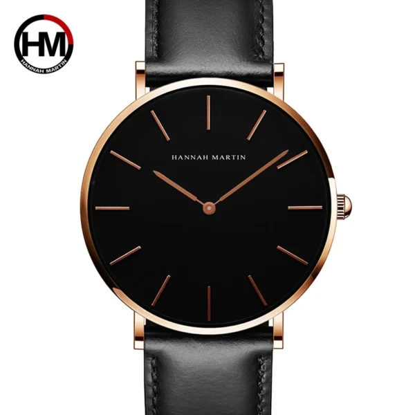 Dropshipping Mens Full Black Slim Simple Unisex Wristwatch Top Fashion Brand Sport Casual Waterproof Watches Relogio Masculino - Image 5