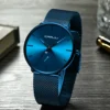CRRJU New Watches Mens 2019 Man Fashion Simple Stainless Steel Blue Thin Watch For Men Luxury Casual Waterproof Quartz Clock - Image 4