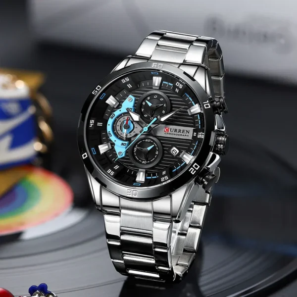CURREN Fashion Sports Watches for Man Casual Stainless Steel Band Chonograph Wristwatches Luminous Male Clock - Image 3