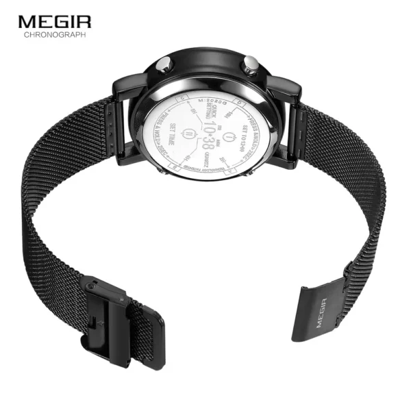 MEGIR 2020 New Luxury Watches Men Military Sport Roller Pointer Quartz Watch Man Fashion Stainless Steel Mesh Strap Wristwatch - Image 6