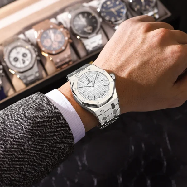 POEDAGA Finle Steel Men's Watches Classic Fashion Original Quartz Watch for Man Waterproof Luminous Date Wristwatch Royal Style - Image 5