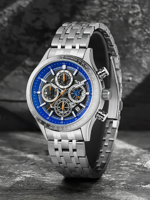 SAPPHEROFashion Men's Watch 50M Waterproof Clock Date Chronograph Mechanical Style Quartz Watch For Men 2024 New Gift Wristwatch - Image 3