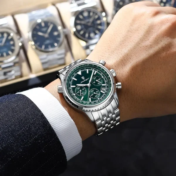 POEDAGAR Luxury Military Men Watch Waterproof Luminous Date Chronograph Man Watch Business Stainless Steel Men's Quartz Watches - Image 6