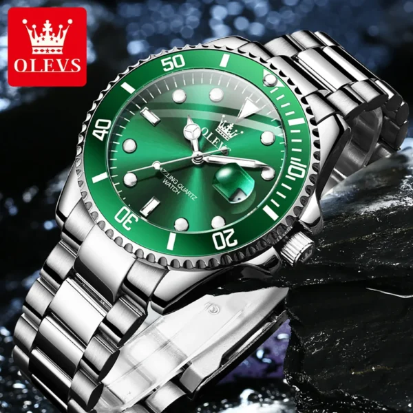 OLEVS 5885 Original Quartz Watch for Men Stainles Steel Waterproof Sports Watches Fashion Luxury Top Brand Men's Wristwatches - Image 2