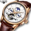 2024 LIGE Mens Watches Automatic Mechanical Watch Tourbillon Sport Clock Leather Casual Business Retro Wristwatch Relojes Hombre - Image 2