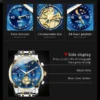 OLEVS 2856 Quartz Watch for Men Flywheel Skeleton Chronograph Moon Phase Multifunctional Stainless steel Men's Wristwatches - Image 5