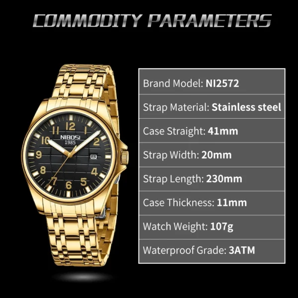 2023 NIBOSI Top Brand Quartz Watch Men Waterproof Sport Military Wristwatch Men Business Stainless Steel Male Clock Reloj Hombre - Image 3