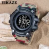 YIKAZE Men's Sport Watch Camouflage Multifunction Waterproof Men sports Watches LED Digital Wristwatch for man Kids Student Gift
