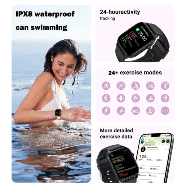 IUTECH Y7PRO Calling Smart Watch 2024, 1.85 inch Screen 24H Health Monitor Waterproof Sports Swim Bluetooth Smartwatch Men Women - Image 4
