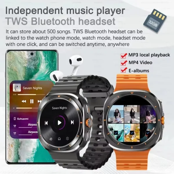 DT Watch Ultra 47mm 32Gb Memory Local Music Bluetooth Call Compass 3D Menu Bluetooth Smart Watch For Samsung For Men Women 2024 - Image 3