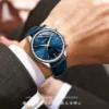 2023 Hot Sale Wokai Watch Men Blue Sport Watches Blue Leather Band Quartz Wristwatches Men Best Gifts Low Price Reloj Hombre - Image 4