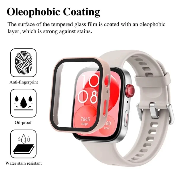Glass+Case For Huawei Watch Fit 3 All-Around Screen Protector Hard PC Bumper Tempered Glass Watch Case For Huawei Watch Fit 3 - Image 4