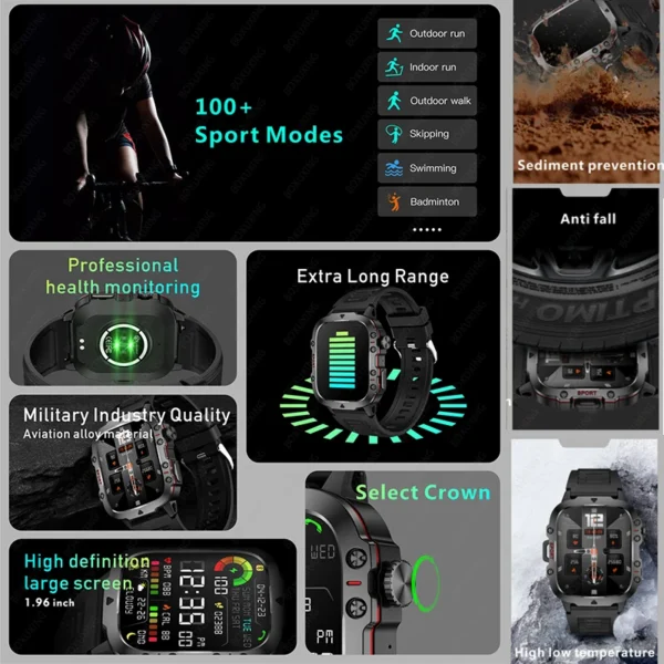 For Xiaomi Rugged Military GPS Smart Watch Men AMOLED 1.96"HD Health Monitor Bluetooth Call Waterproof Outdoor Sports SmartWatch - Image 6