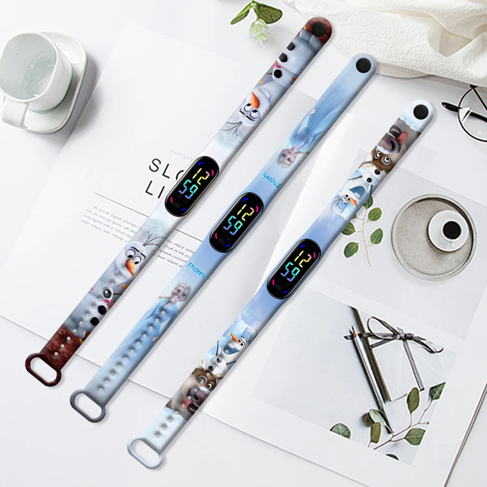 Disney Frozen children‘s watch Anime figures Elsa Anna LED Luminous Touch Waterproof Electronic Sports Watch Birthday Toys Gifts - Image 4