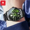 OLEVS Watch for Men 360° Rotary Dial Sport Car Rim Wheel Hub Waterproof Luminous Fashion Stainless Steel Men's Quartz Wristwatch - Image 4